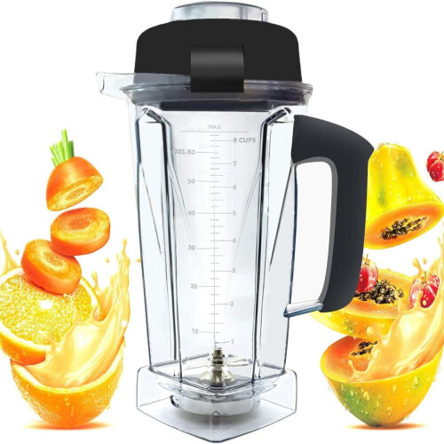 Vitamix 64oz Replacement Container, Clear Polycarbonate Blender Jar with Soft-Grip Handle, Durable Material Construction for Home and Commercial Use, 2