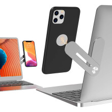 Verstelbare magnetische telefoonhouder voor monitor, telefoonhouder voor aan de zijkant met universele pasvorm voor smartphones, laptopstandaard voor