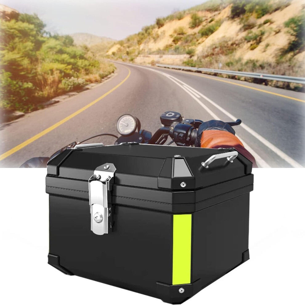 Motorcycle Trunk Heavyduty Aluminum Tail Box 45L Waterproof Box With Back Cushion Universal Bracket Black 9189345971501