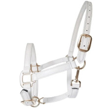 Adjustable, durable horse halter – reinforced metal buckles, comfortable doublelayered design (White)