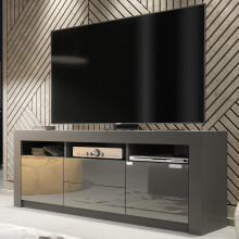 TV Unit 160cm Shine - Dark Grey with Gloss Doors