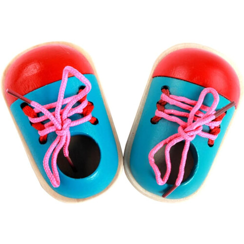 Multifunctional Wooden Clogs Learn to Tie One, Drawstring Practice Shoes 2