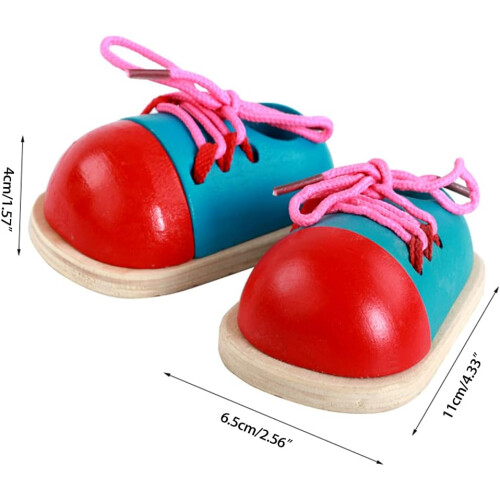 Multifunctional Wooden Clogs Learn to Tie One, Drawstring Practice Shoes 1