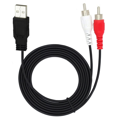 Flexibel USB-mannetje naar 2RCA mannelijk