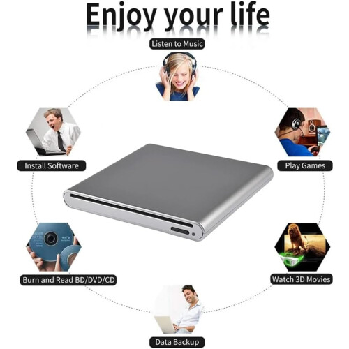 External Optical Drive USB Bluray BD Burner for Laptop and Desktop  Suction Mount 1