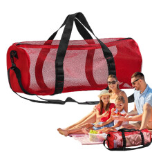 Diving Equipment Bag, Snorkeling Gear Bag, Cylindrical Mesh Design With Adjustable Shoulder Strap, Red
