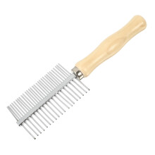 Pet Hair Comb for Cats DoubleSided Grooming Brush with Fine and Wide Teeth, Durable and Ergonomic, Wood Color