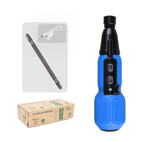 Electric Screwdriver Adjustable Speed Drill 3.6V USB Rechargeable Removable Replaceable Power Tool with LED Light Electric Screwdriver Set B