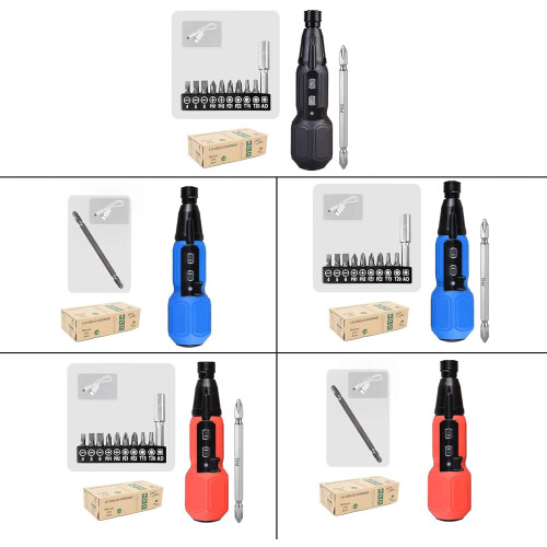Electric Screwdriver Adjustable Speed Drill 3.6V USB Rechargeable Removable Replaceable Power Tool with LED Light Electric Screwdriver Set B 2