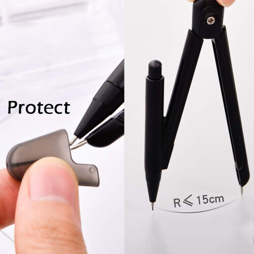 Compasses, Black Geometry Math Set, Compasses, 1 Case Lead for Mechanical Pencils 2