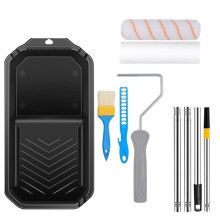 Small foamstabilized plastic color rollers with edge grooves for wall cabinets and project supplies, set of 10 pieces.