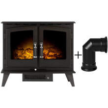 Adam Woodhouse Electric Stove in Black with Angled Stove Pipe - Refurbished