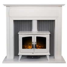 Adam Florence Stove Suite in Pure White with Woodhouse Electric Stove