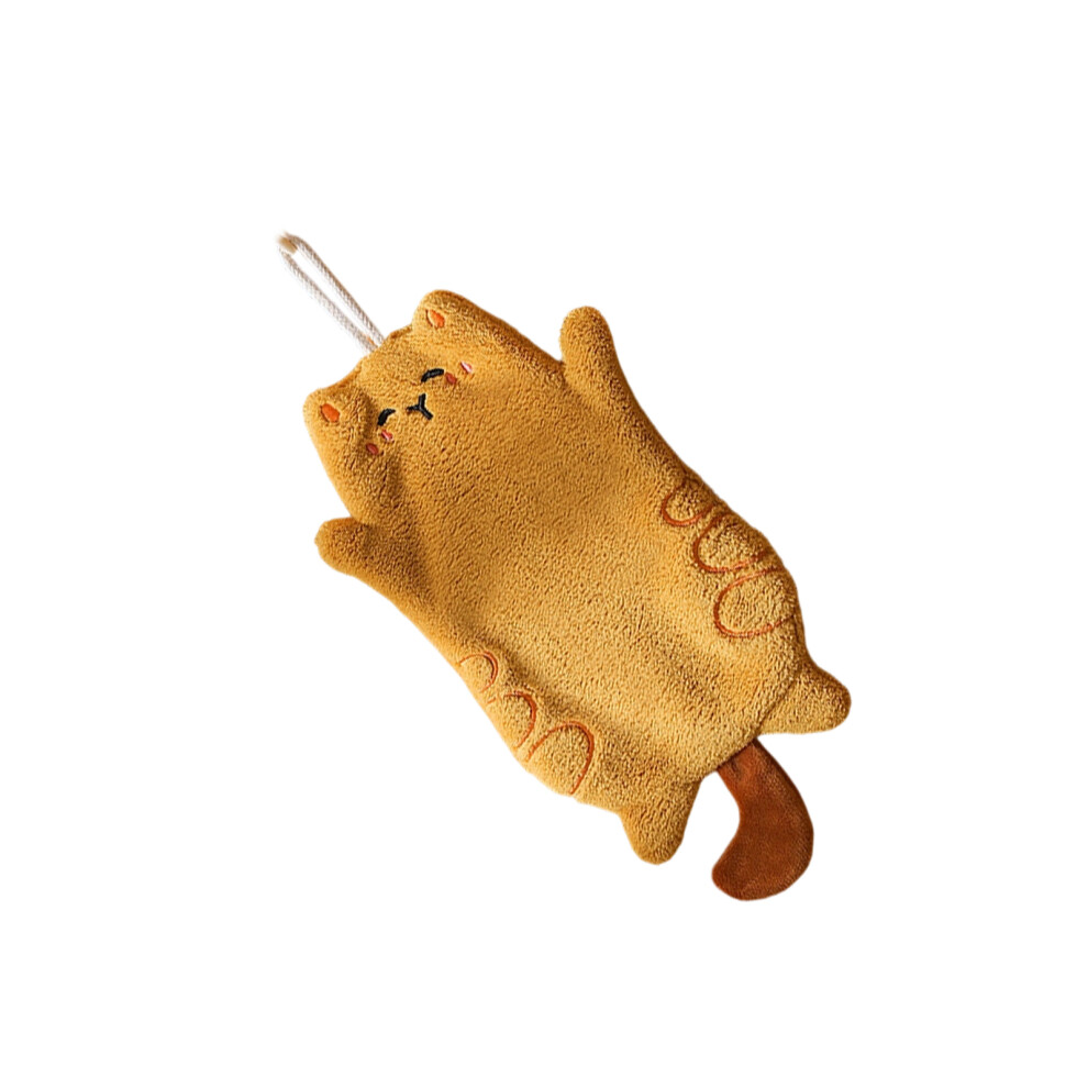 Cartoon Cats Shape Hand Towel Machine Washable Plush-turmeric