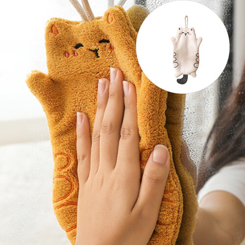 Leuke kattenvorm hangende handdoek Superabsorberende-kurkuma 1