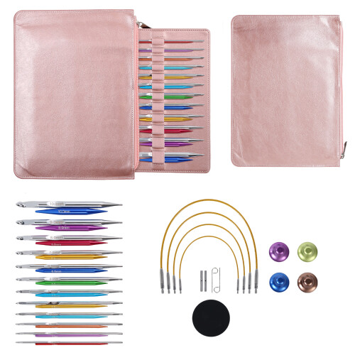 12Pairs Interchangeable Aluminum Tunisian Crochet Hook with