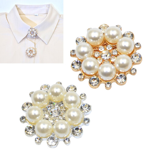 Pearls Rhinestones Embellished Cufflinks Clips-silver 1