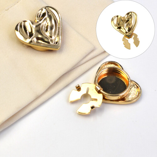 Heart Shaped Alloy Cufflinks Clip Decorative Button Clip-silver 1