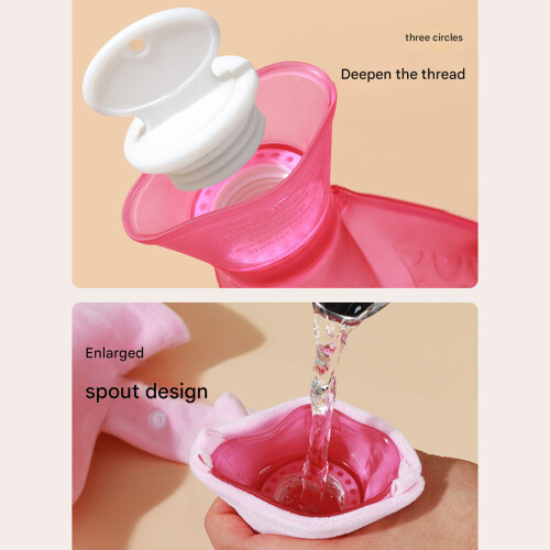 Ergonomische Cervicale Warmwaterkruik Met Zachte Fleece-Roze 2