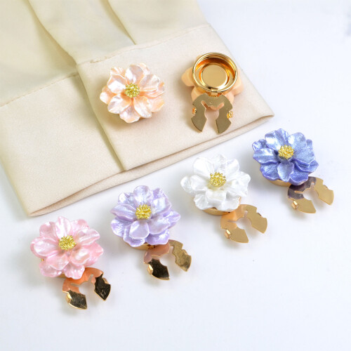 Pearlized Floral Cufflinks Clip Decorative- light purple1 1