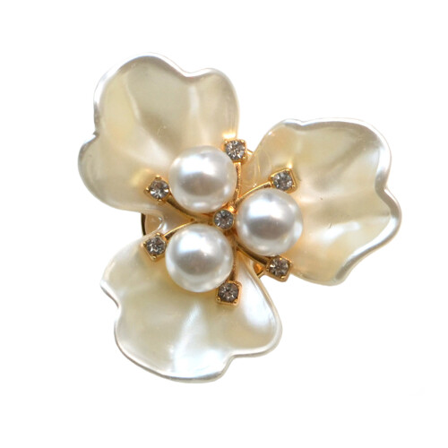 Pearls Flower Cufflinks Covers Decorative Button Clip for-White 1