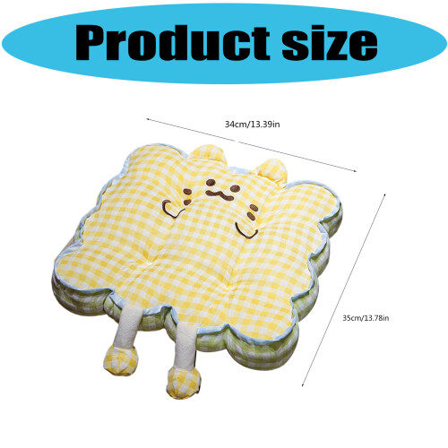 Cartoon Cats Ear Checkered Pattern Seat Pad Supportive-Green 1