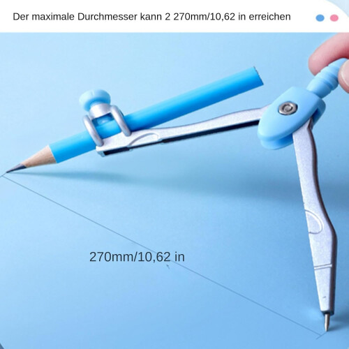 Math Compass and Protractor Set  Geometry Set with Ruler, Eraser, Sharpener, Blue 2