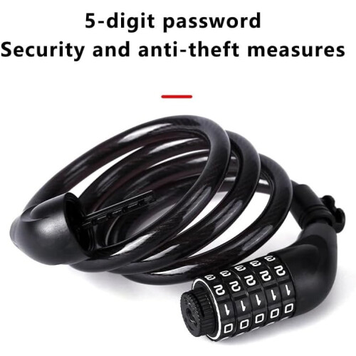 Bike Lock 5Digit Password Lock, 1.2m Iron Chain AntiTheft Security Lock For Bicycle And Motorcycle 2