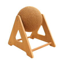 Cat Scratching Post with Interactive Rotating Toy, Sisal, Dual Function, Wood Base