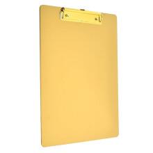 A4 clipboard with metal clamp provides secure hold for papers. Stainless steel A4 clipboard clamps, gold 31 * 22.5CM. Gold 31*22.5CM.