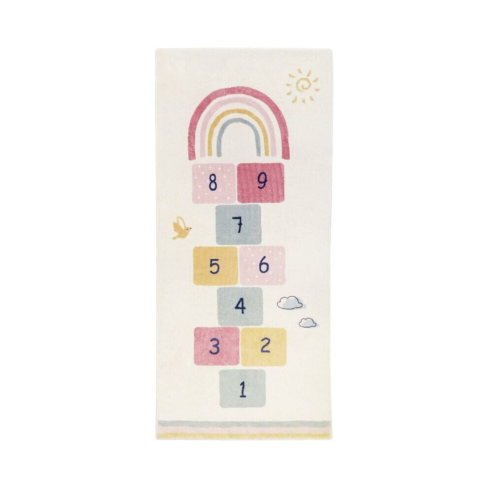 Non Slip Hopscotch Rug, Children'S Carpet With Durable Nylon Fiber, Easy Care Imitation Cashmere Mat Features Bright Colorful Designs, Promotes Number