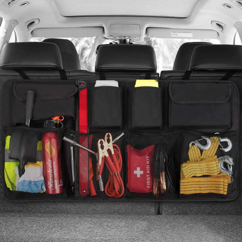 Strict Sewing Process: Car Trunk Organizer, Equipped With Robust Elastic Net, Hanging Car Storage Organizer Effortless Installation For Suvs 9190834909943