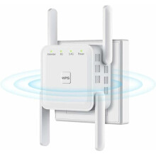 WiFi-forstærker, internetforstærker med Ethernet-port til øjeblikkelig forbindelse, hurtig og enkel opsætning. Højforstærkende antenner med
