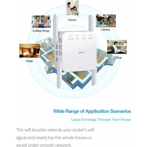 Ενισχυτής σήματος WiFi Extender για το σπίτι, τεχνολογία διπλής ζώνης 1200Mbps, καθολική 2