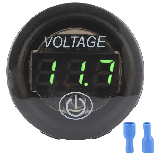 Digital Display Voltage Meter for DC 12V 24V Systems, Touch Screen Switch LED Digital Display Voltage Gauge Meter with Reverse Connection Protection,
