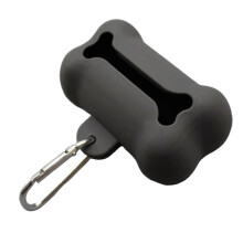 Bone Shaped Dog Poop Bag Holder with Quick Access, Lightweight Durable Dispenser for Leash and Walks, Grey