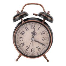 (As show, One size) 4in Retro Alarm Clock Desktop Clock with Night Light Double Twin Bell for Home Use