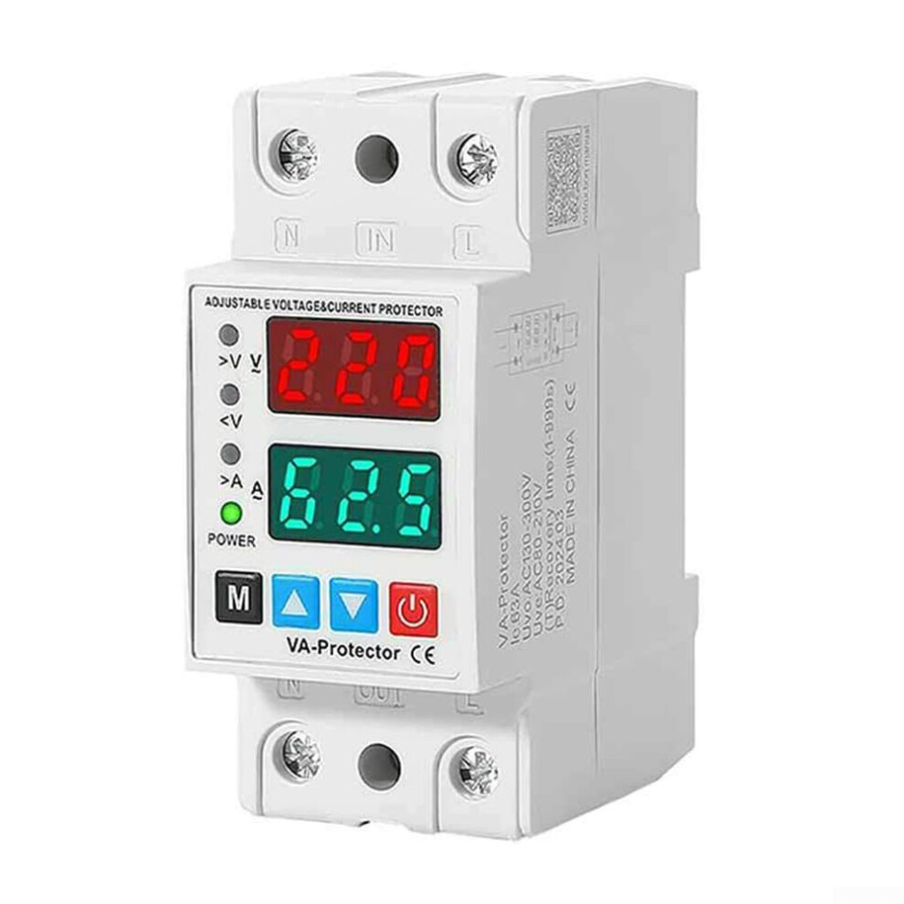 Ac220v 63A/40A Voltage Current Protector Over/Under Voltage Device Dual Lcd Display Railmount 9412369045638