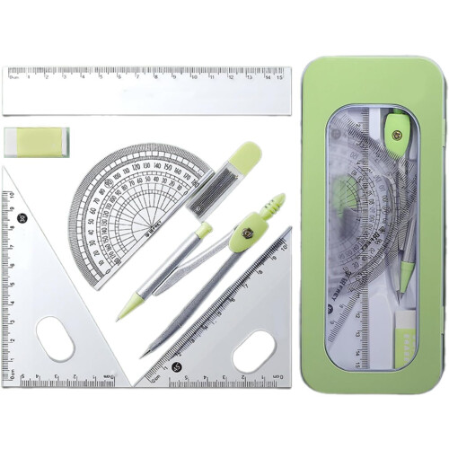 7pcs Professional Math Geometry Set Student Geometry Math Set with Geometry Tool Set Square Eraser Protractor Ref: 3447 1