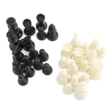 (As show, One size) Plastic Chessmen Set International Chess Game Complete Chessmen Set Black&White L
