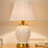 Ceramic Table Lamp, Bedside Table Light, Desk Lights, Fabric Lampshade (White) 1