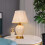 Ceramic Table Lamp, Bedside Table Light, Desk Lights, Fabric Lampshade (White) 4