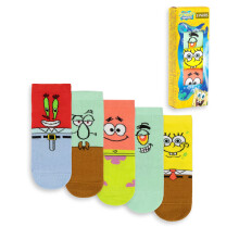 (12.5-3.5 UK Child) SpongeBob SquarePants Calf Socks Set of 5 (Unisex Kids Multicoloured)