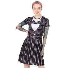(X-Large) Disney The Nightmare Before Christmas Short Sleeve Skater Dress (Womens Black)
