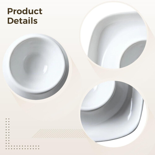 6 Pcs Ceramic Egg Cups  Square Grooved Egg Holder Tray For Hard Boiled Eggs, White, Dishwasher Safe 1