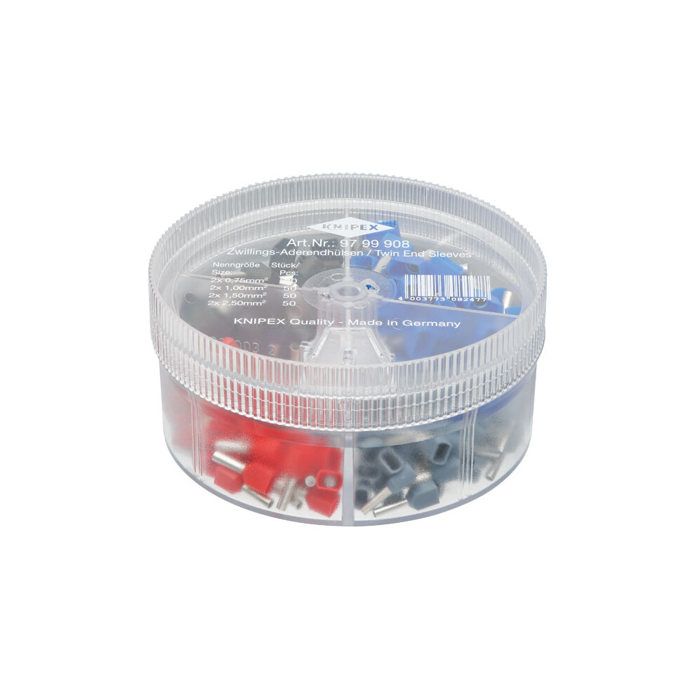 Knipex 97 99 908 Assortment Box With Insulated Twin End Sleeves (Ferrules) 200Pc