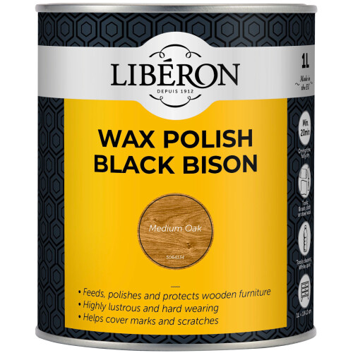 Liberon Black Bison Wax Paste for Medium Oak - 1kg Premium Wood Care Solution