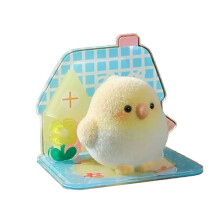 Resin Bird Figurine Flocking Design Decorative-yellow and white
