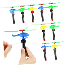 9 Pieces Helicopter Flies Aeroplane Party Favors Outdoor Pull Aeroplane Aircraft Hand Swirling Plastic