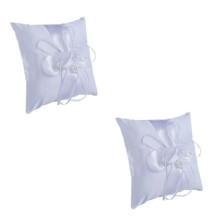 2 pieces of wedding bearer cushions with ribbon decoration